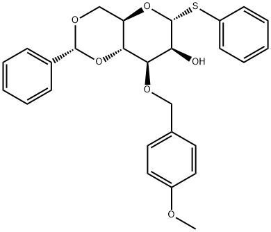 Phenyl 3-O-[(4-methoxyphenyl)methyl]-4,6-O-[(R)-phenylmethylene]-1-thio-alpha-D-mannopyranoside Struktur