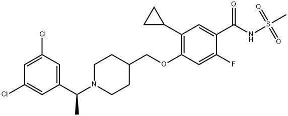 (S) -methyl 5-cyclopropyl-4- ( (1- (1- (3, 5-dichlorophenyl) ethyl) piperidin-4-yl) methoxy) -2-fluorobenzoate Struktur