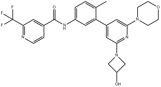 N-(3-(2-(3-hydroxyazetidin-1-yl)-6-morpholinopyridin-4-yl)-4-methylphenyl)-2-(trifluoromethyl)isonicotinamide Struktur