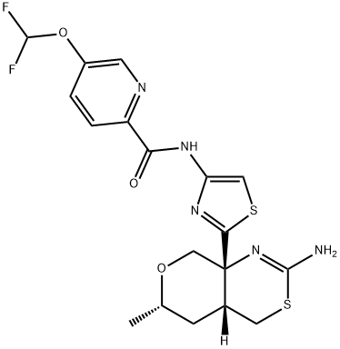 N-(2-((4aR,6S,8aR)-2-amino-6-methyl-4,4a,5,6-tetrahydropyrano[3,4-d][1,3]thiazin-8a(8H)-yl)thiazol-4-yl)-5-(difluoromethoxy)picolinamide Struktur