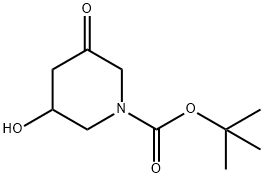 tert-butyl 3-hydroxy-5-oxopiperidine-1-carboxylate Struktur