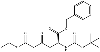 1-benzyl 6-ethyl (S)-2-((tert-butoxycarbonyl)amino)-4-oxohexanedioate Struktur