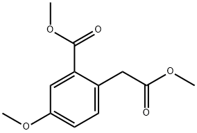 methyl 2-((methoxycarbonyl)methyl)-5-methoxybenzoate Struktur