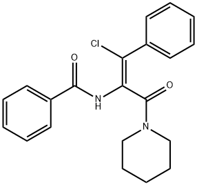 (Z)-N-(1-chloro-3-oxo-1-phenyl-3-(piperidin-1-yl)prop-1-en-2-yl)benzamide Struktur