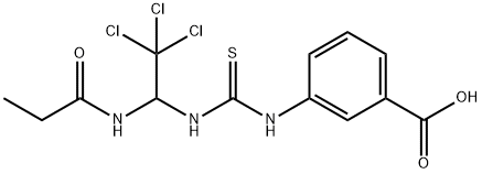 3-(3-(2,2,2-trichloro-1-propionamidoethyl)thioureido)benzoic acid Struktur