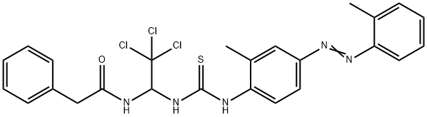 (E)-2-phenyl-N-(2,2,2-trichloro-1-(3-(2-methyl-4-(o-tolyldiazenyl)phenyl)thioureido)ethyl)acetamide Struktur