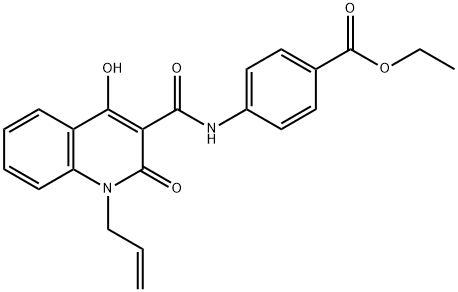 ethyl 4-({[4-hydroxy-2-oxo-1-(prop-2-en-1-yl)-1,2-dihydroquinolin-3-yl]carbonyl}amino)benzoate Struktur