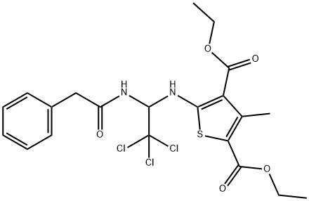 diethyl 3-methyl-5-((2,2,2-trichloro-1-(2-phenylacetamido)ethyl)amino)thiophene-2,4-dicarboxylate Struktur