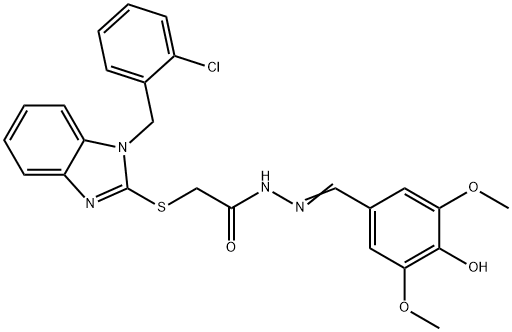 (E)-2-((1-(2-chlorobenzyl)-1H-benzo[d]imidazol-2-yl)thio)-N'-(4-hydroxy-3,5-dimethoxybenzylidene)acetohydrazide Struktur