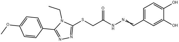 (E)-N'-(3,4-dihydroxybenzylidene)-2-((4-ethyl-5-(4-methoxyphenyl)-4H-1,2,4-triazol-3-yl)thio)acetohydrazide Struktur