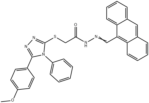 N'-[(E)-anthracen-9-ylmethylidene]-2-{[5-(4-methoxyphenyl)-4-phenyl-4H-1,2,4-triazol-3-yl]sulfanyl}acetohydrazide Struktur