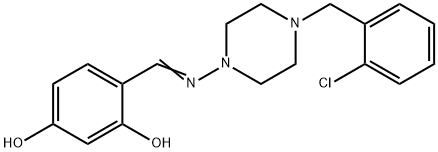 4-({[4-(2-chlorobenzyl)piperazin-1-yl]imino}methyl)benzene-1,3-diol Struktur