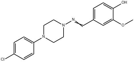 (E)-4-(((4-(4-chlorophenyl)piperazin-1-yl)imino)methyl)-2-methoxyphenol Struktur