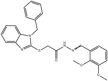 2-[(1-benzyl-1H-benzimidazol-2-yl)sulfanyl]-N'-[(E)-(2,3-dimethoxyphenyl)methylidene]acetohydrazide Struktur