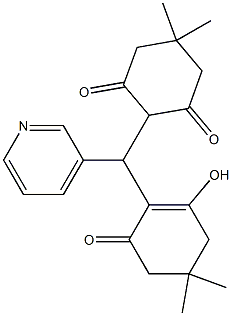 2-[(2-hydroxy-4,4-dimethyl-6-oxocyclohex-1-en-1-yl)(pyridin-3-yl)methyl]-5,5-dimethylcyclohexane-1,3-dione Struktur