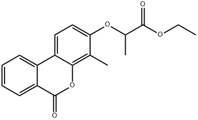 ethyl 2-((4-methyl-6-oxo-6H-benzo[c]chromen-3-yl)oxy)propanoate Struktur