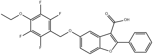 5-((4-ethoxy-2,3,5,6-tetrafluorobenzyl)oxy)-2-phenylbenzofuran-3-carboxylic acid Struktur