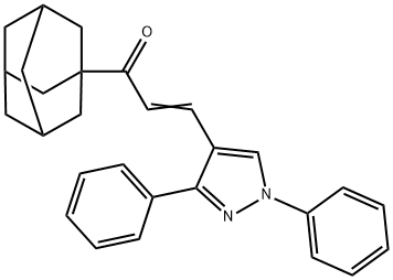 (2E)-3-(1,3-diphenyl-1H-pyrazol-4-yl)-1-(tricyclo[3.3.1.1~3,7~]dec-1-yl)prop-2-en-1-one Struktur