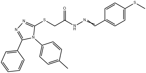 2-{[4-(4-methylphenyl)-5-phenyl-4H-1,2,4-triazol-3-yl]sulfanyl}-N'-{(E)-[4-(methylsulfanyl)phenyl]methylidene}acetohydrazide Struktur