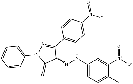 (4Z)-4-[2-(4-methyl-3-nitrophenyl)hydrazinylidene]-5-(4-nitrophenyl)-2-phenyl-2,4-dihydro-3H-pyrazol-3-one Struktur