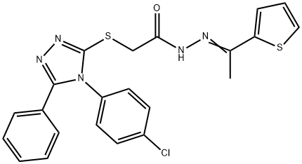 2-{[4-(4-chlorophenyl)-5-phenyl-4H-1,2,4-triazol-3-yl]sulfanyl}-N'-[(1E)-1-(thiophen-2-yl)ethylidene]acetohydrazide Struktur