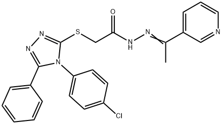 2-{[4-(4-chlorophenyl)-5-phenyl-4H-1,2,4-triazol-3-yl]sulfanyl}-N'-[(1E)-1-(pyridin-3-yl)ethylidene]acetohydrazide Struktur