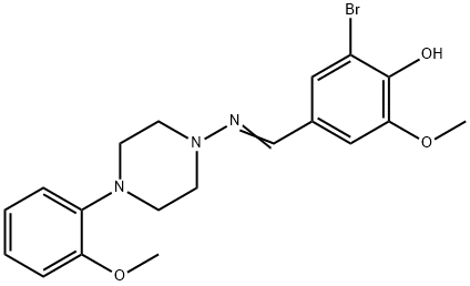 (E)-2-bromo-6-methoxy-4-(((4-(2-methoxyphenyl)piperazin-1-yl)imino)methyl)phenol Struktur