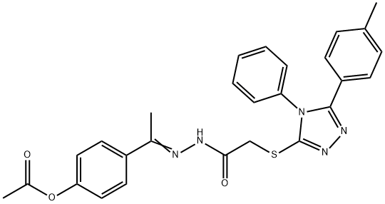 4-{(1E)-1-[2-({[5-(4-methylphenyl)-4-phenyl-4H-1,2,4-triazol-3-yl]sulfanyl}acetyl)hydrazinylidene]ethyl}phenyl acetate Struktur