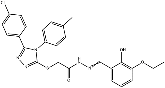 (E)-2-((5-(4-chlorophenyl)-4-(p-tolyl)-4H-1,2,4-triazol-3-yl)thio)-N'-(3-ethoxy-2-hydroxybenzylidene)acetohydrazide Struktur