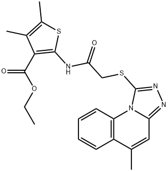 ethyl 4,5-dimethyl-2-(2-((5-methyl-[1,2,4]triazolo[4,3-a]quinolin-1-yl)thio)acetamido)thiophene-3-carboxylate Struktur