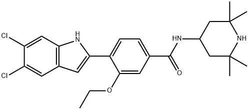 4-(5,6-dichloro-1H-indol-2-yl)-3-ethoxy-N-(2,2,6,6-tetramethyl-4-piperidinyl)benzamide Struktur