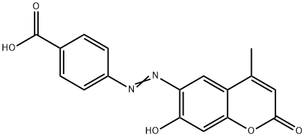 (E)-4-((7-hydroxy-4-methyl-2-oxo-2H-chromen-6-yl)diazenyl)benzoic acid Struktur