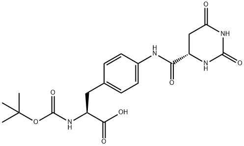 L-Phenylalanine, N-[(1,1-dimethylethoxy)carbonyl]-4-[[[(4S)-hexahydro-2,6-dioxo-4-pyrimidinyl]carbonyl]amino]- Struktur