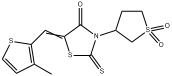 (5Z)-3-(1,1-dioxidotetrahydrothiophen-3-yl)-5-[(3-methylthiophen-2-yl)methylidene]-2-thioxo-1,3-thiazolidin-4-one Struktur