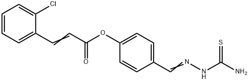 (E)-4-((E)-(2-carbamothioylhydrazono)methyl)phenyl 3-(2-chlorophenyl)acrylate Struktur