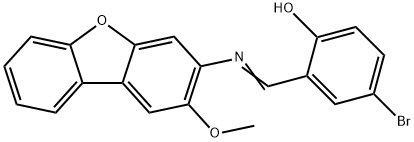 (E)-4-bromo-2-(((2-methoxydibenzo[b,d]furan-3-yl)imino)methyl)phenol Struktur