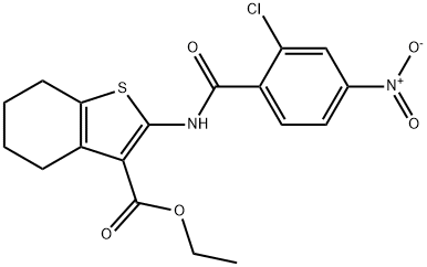 ethyl 2-(2-chloro-4-nitrobenzamido)-4,5,6,7-tetrahydrobenzo[b]thiophene-3-carboxylate Struktur