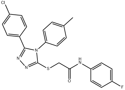 2-{[5-(4-chlorophenyl)-4-(4-methylphenyl)-4H-1,2,4-triazol-3-yl]sulfanyl}-N-(4-fluorophenyl)acetamide Struktur