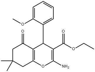 ethyl 2-amino-4-(2-methoxyphenyl)-7,7-dimethyl-5-oxo-5,6,7,8-tetrahydro-4H-chromene-3-carboxylate Struktur