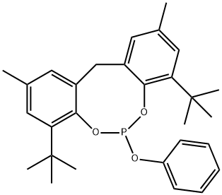 4,8-di-tert-butyl-2,10-dimethyl-6-phenoxy-12H-dibenzo[d,g][1,3,2]dioxaphosphocine Struktur