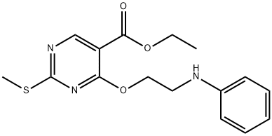 Ethyl 2-(methylthio)-4-(2-(phenylamino)ethoxy)pyrimidine-5-carboxylate Struktur