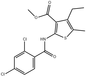 methyl 2-[(2,4-dichlorobenzoyl)amino]-4-ethyl-5-methyl-3-thiophenecarboxylate Struktur