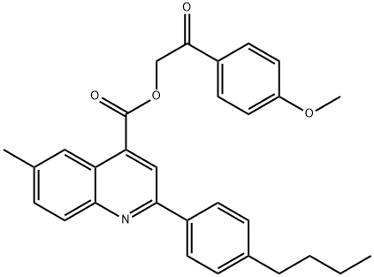 2-(4-methoxyphenyl)-2-oxoethyl 2-(4-butylphenyl)-6-methylquinoline-4-carboxylate Struktur