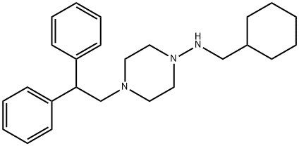 N-(Cyclohexylmethyl)-4-(2,2-diphenylethyl)piperazin-1-amine Struktur