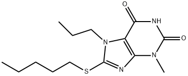 3-methyl-8-(pentylsulfanyl)-7-propyl-3,7-dihydro-1H-purine-2,6-dione Struktur