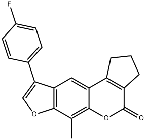 9-(4-fluorophenyl)-6-methyl-2,3-dihydrocyclopenta[c]furo[3,2-g]chromen-4(1H)-one Struktur