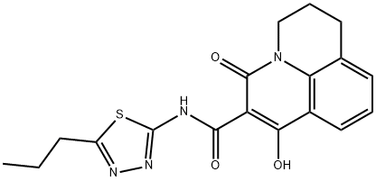 1-hydroxy-3-oxo-N-(5-propyl-1,3,4-thiadiazol-2-yl)-3,5,6,7-tetrahydropyrido[3,2,1-ij]quinoline-2-carboxamide Struktur