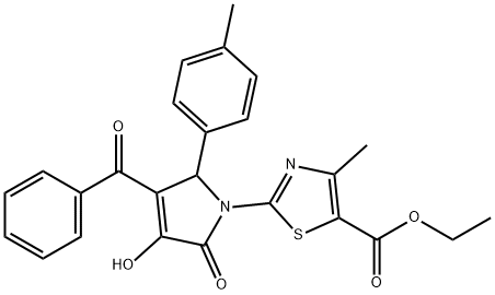 ethyl 2-(3-benzoyl-4-hydroxy-5-oxo-2-(p-tolyl)-2,5-dihydro-1H-pyrrol-1-yl)-4-methylthiazole-5-carboxylate Struktur