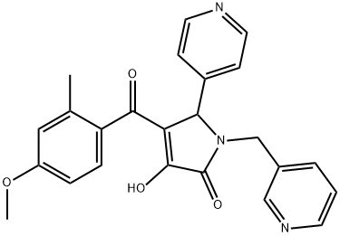 3-hydroxy-4-(4-methoxy-2-methylbenzoyl)-1-(pyridin-3-ylmethyl)-5-(pyridin-4-yl)-1H-pyrrol-2(5H)-one Struktur