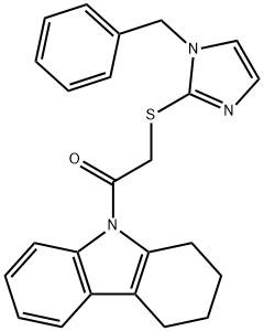 2-[(1-benzyl-1H-imidazol-2-yl)sulfanyl]-1-(1,2,3,4-tetrahydro-9H-carbazol-9-yl)ethanone Struktur